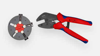 Crimping pliers with changer- lever action